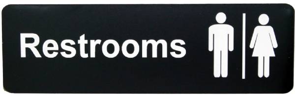 Unisex Restrooms Sign Black Indoor Outdoor 2 3/4" x 8 11/16"