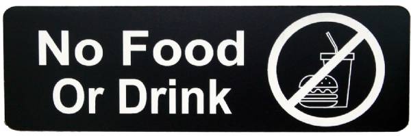 No Food or Drink Sign Black 2 3/4" x 8 11/16"