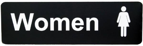 Women Restroom Sign Black Indoor Outdoor 2 3/4" x 8 11/16"