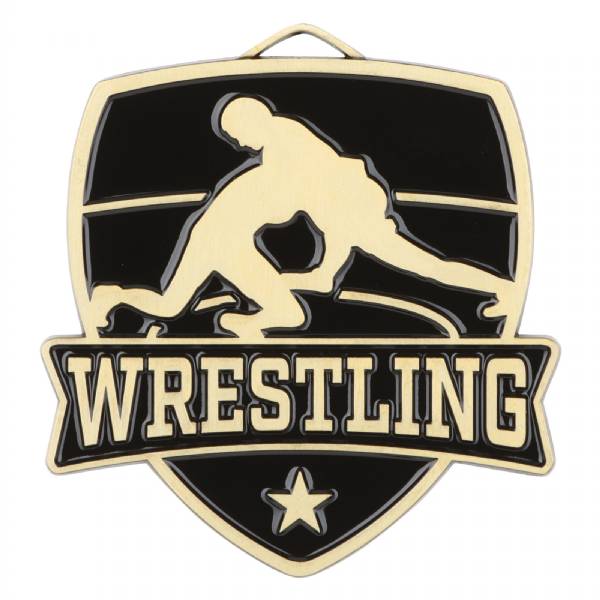 2 1/2" Wrestling Shield Series Award Medal #2