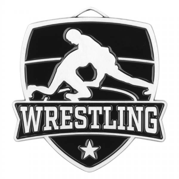 2 1/2" Wrestling Shield Series Award Medal #3