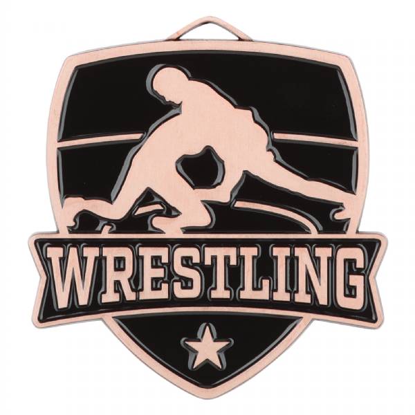 2 1/2" Wrestling Shield Series Award Medal #4