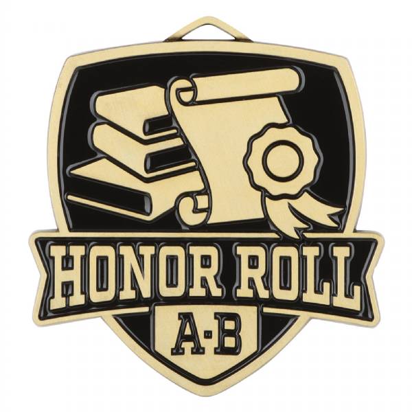 2 1/2" Honor Roll "A-B" Shield Series Award Medal #2