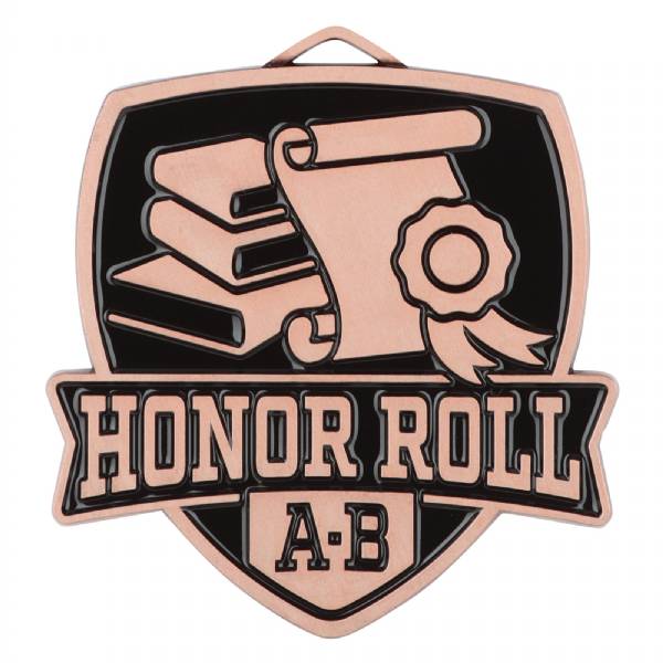 2 1/2" Honor Roll "A-B" Shield Series Award Medal #4