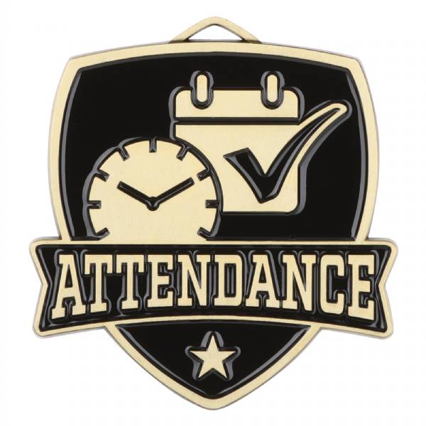 2 1/2" Attendance Shield Series Award Medal (Gold Only)