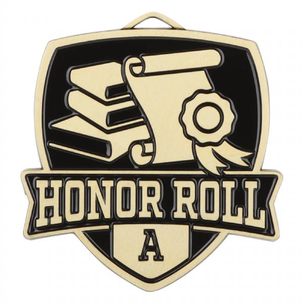 2 1/2" Honor Roll "A" Shield Series Award Medal #2