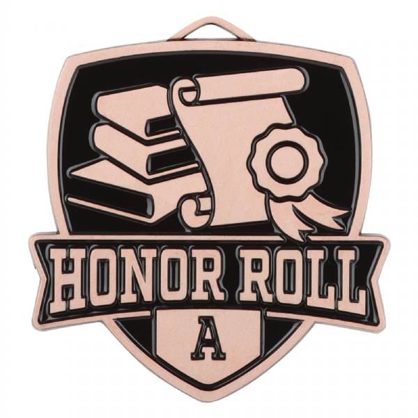 2 1/2" Honor Roll "A" Shield Series Award Medal #4