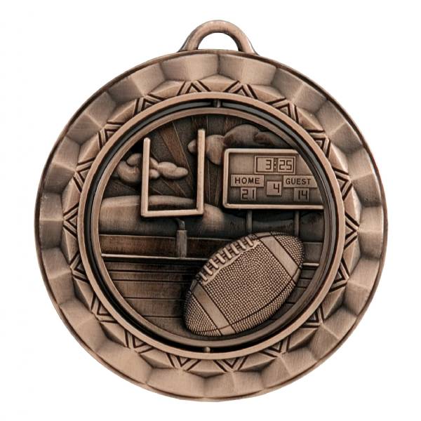 2 5/16" Spinner Series Football Award Medal #4
