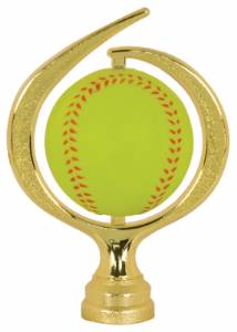 6" Color Soft Swirl Softball Spinner Gold Trophy Figure