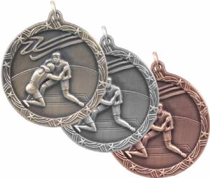 Shooting Star 1 3/4" Wrestling Award Medal