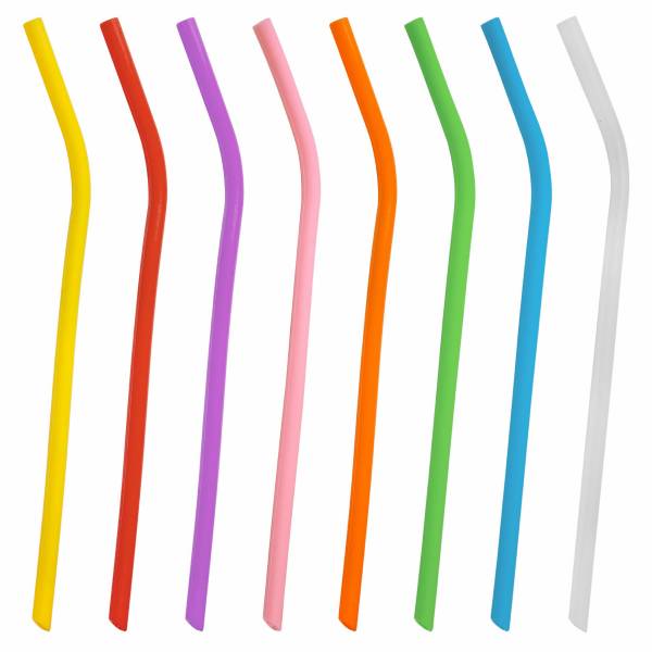 Silicone Reusable Drinking Straw 10" 8-colors Large