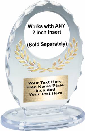 Clear / Gold 6 3/8" Standing Oval Trophy