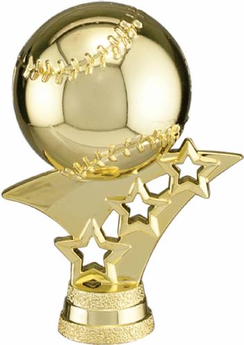 2 3/4" Gold Baseball 3-Star Trophy Trim Piece