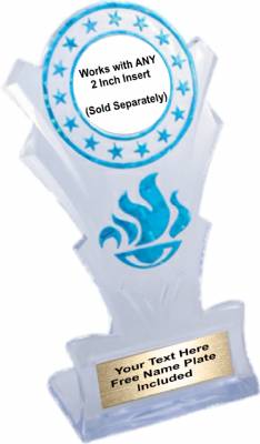 Clear / Blue 8" Star Torch Stand Trophy