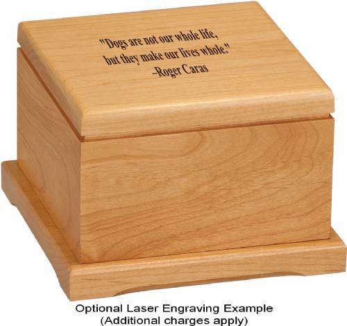 5 3/4" x 5 3/4" Red Alder Pet Urn with Laserable Lid #2