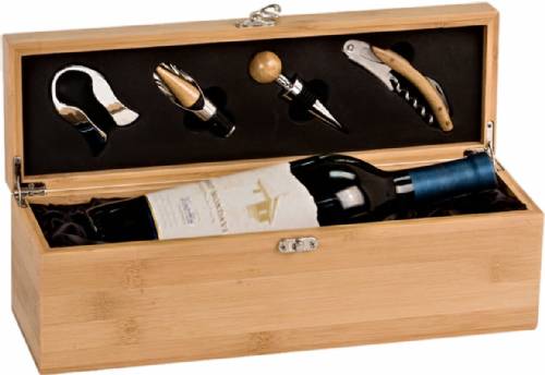 Bamboo Single Wine Box with Tools