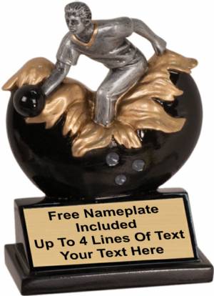 5 1/4" Male Bowling Explosion Trophy Hand Painted Resin