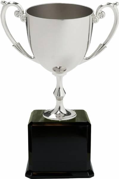 16 1/2" Silver Metal Trophy Cup Kit with Black Base
