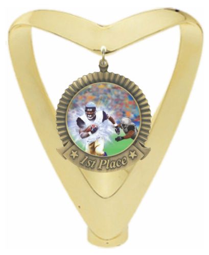 5 1/4" Gold Ribbon Style Medal Holder Figure #2