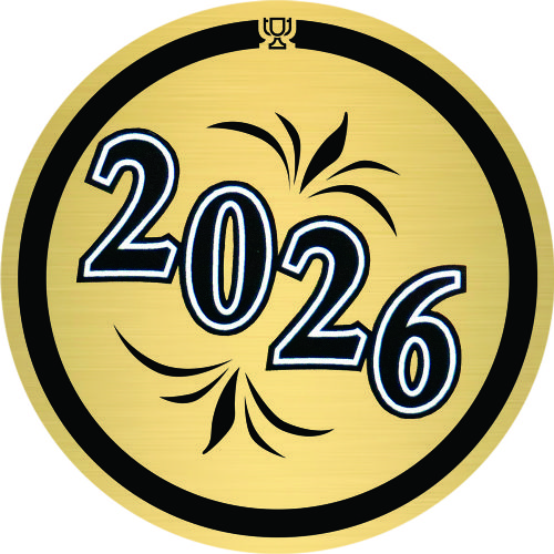 2" 2026 Gold Mylar Trophy Insert