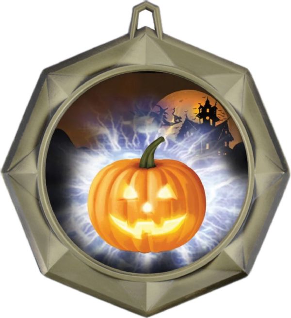 3" Antique Finish Octagon Halloween Award Medal #2