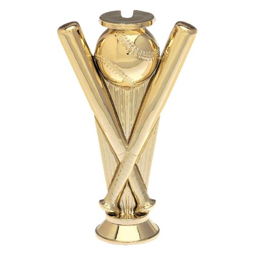 7" Gold Crossed Bats Baseball Riser