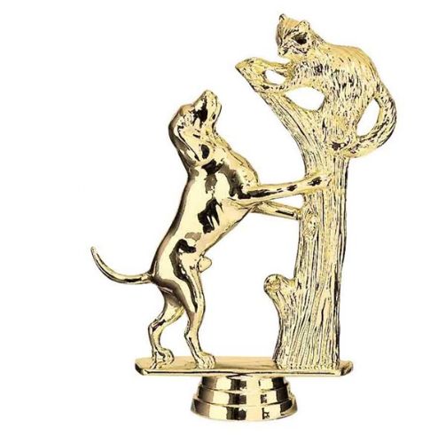 5 1/4" Coon in Tree Dog Gold Trophy Figure