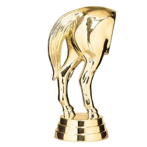3 5/8" Horses Rear Trophy Figure Gold