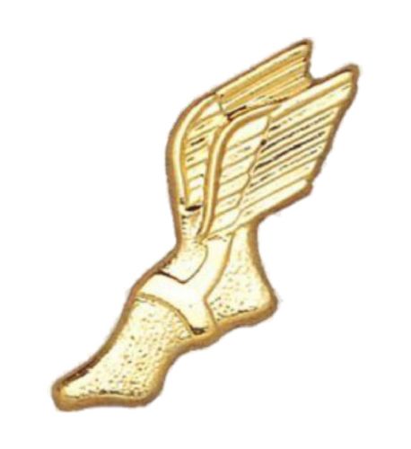 Gold Winged Foot Chenille Pin - Metal