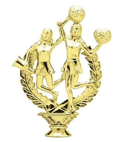 6 1/2" Double Cheerleaders Trophy Figure Gold