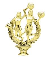 6 1/2" Double Cheerleaders Trophy Figure Gold