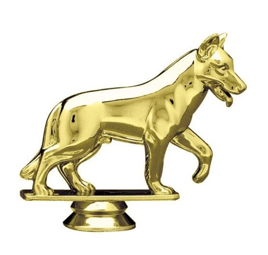 3 3/4" Alsatian Dog Gold Trophy Figure