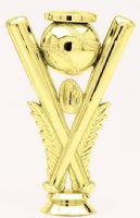 6" Gold Crossed Bats Baseball Riser