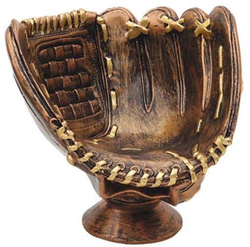 4 1/4" Antique Gold Baseball Glove - Ball Holder Trophy Figure