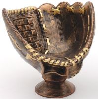 5" Antique Gold Softball Glove - Ball Holder Trophy Figure