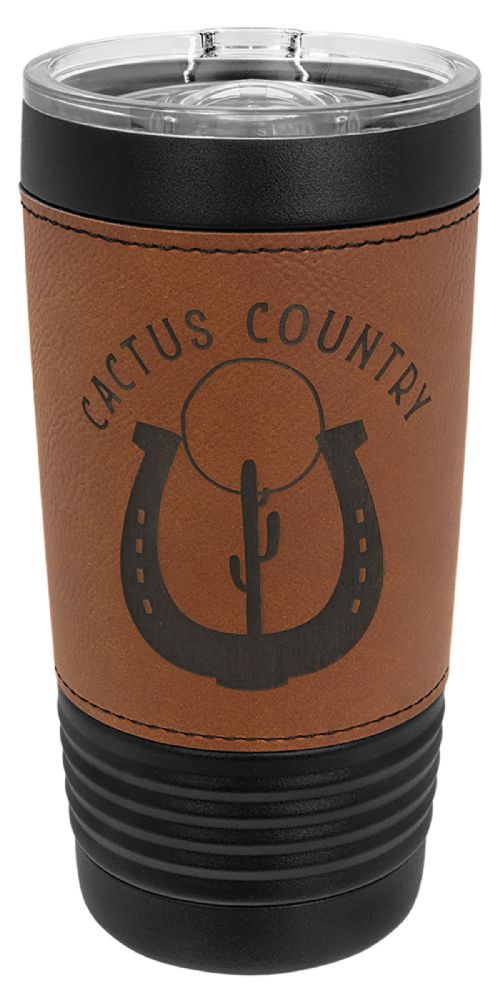 Black 20oz Polar Camel Vacuum Insulated Tumbler with Rawhide/Black Leatherette Grip #2
