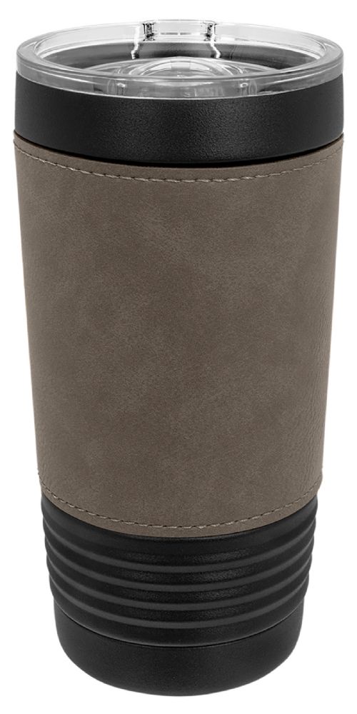 Black 20oz Polar Camel Vacuum Insulated Tumbler with Gray/Black Leatherette Grip