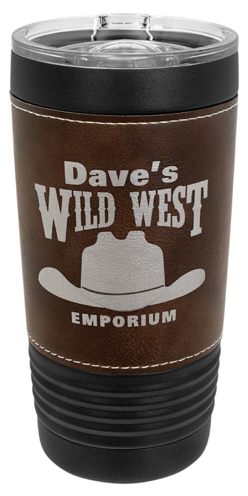 Black 20oz Polar Camel Vacuum Insulated Tumbler with Rustic/Silver Leatherette Grip #2