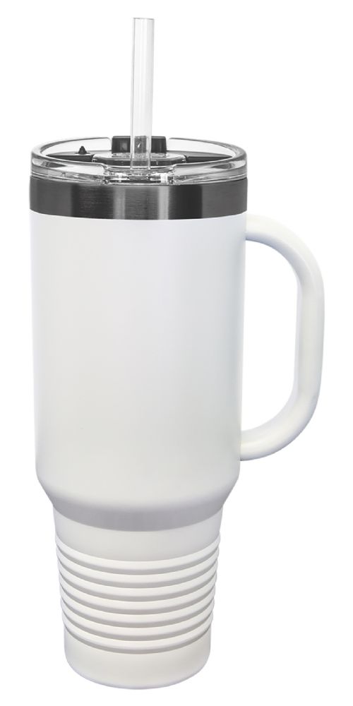 White/Ghost Black 40oz Polar Camel ION-Plated Vacuum Insulated Travel Mug with Straw