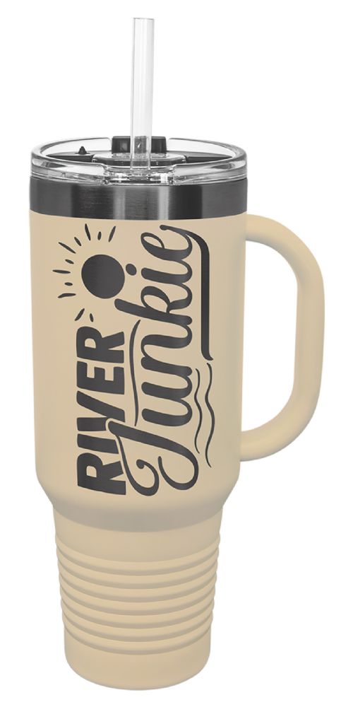 Warm Sand/Ghost Black 40oz Polar Camel ION-Plated Vacuum Insulated Travel Mug with Straw #2