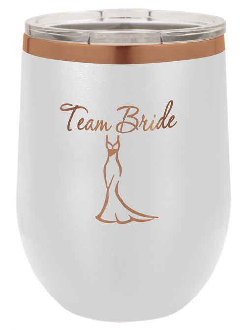White/Rose Gold 12oz Polar Camel ION-Plated Vacuum Insulated Wine Tumbler #2