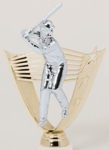 7 1/2" Male Baseball Victory Backdrop Silver/Gold Trophy Figure