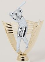 7 1/2" Male Baseball Victory Backdrop Silver/Gold Trophy Figure