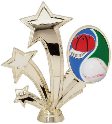 6 1/2" Gold 3 Star Baseball Trophy Figure