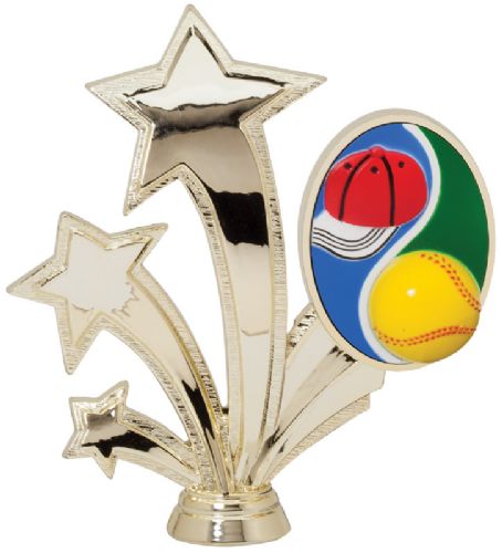 6 1/2" Gold 3 Star Softball Trophy Figure