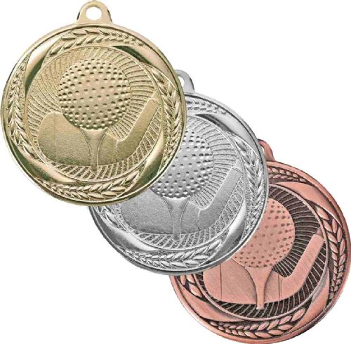 2" Golf Laurel Wreath Award Medal