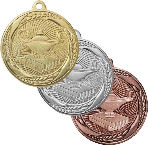 2" Lamp of Knowledge Laurel Wreath Award Medal