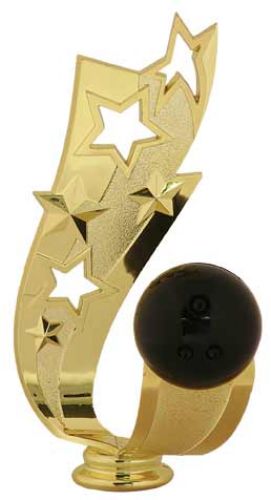 6" Offset Ribbon Bowling Trophy Figure Gold