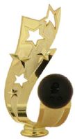 6" Offset Ribbon Bowling Trophy Figure Gold
