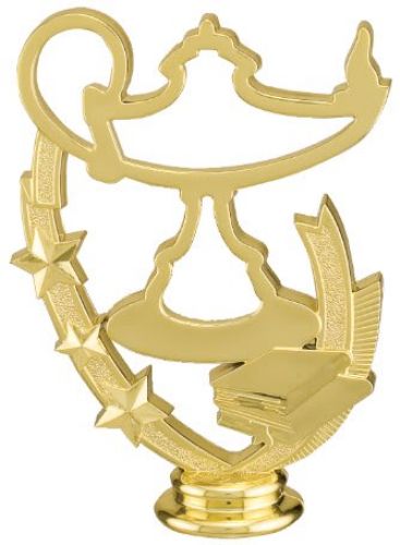 5 1/2" Lamp of Knowledge Profile Gold Trophy Figure